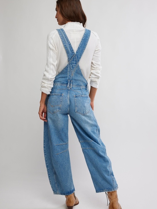 NWT Free People Good Luck Barrel Overall in Ultra Light Beam Blue - Picture 3 of 6